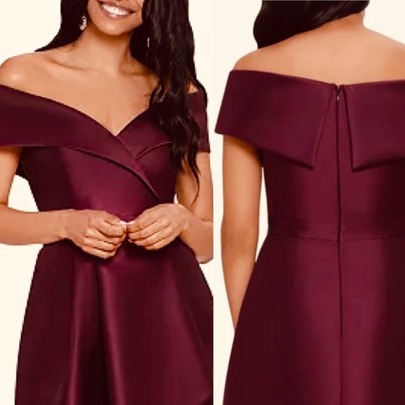 Burgundy XSCAPE
shoulder-baring  off shoulder gown dress 
Size 14 - Picture 2 of 9